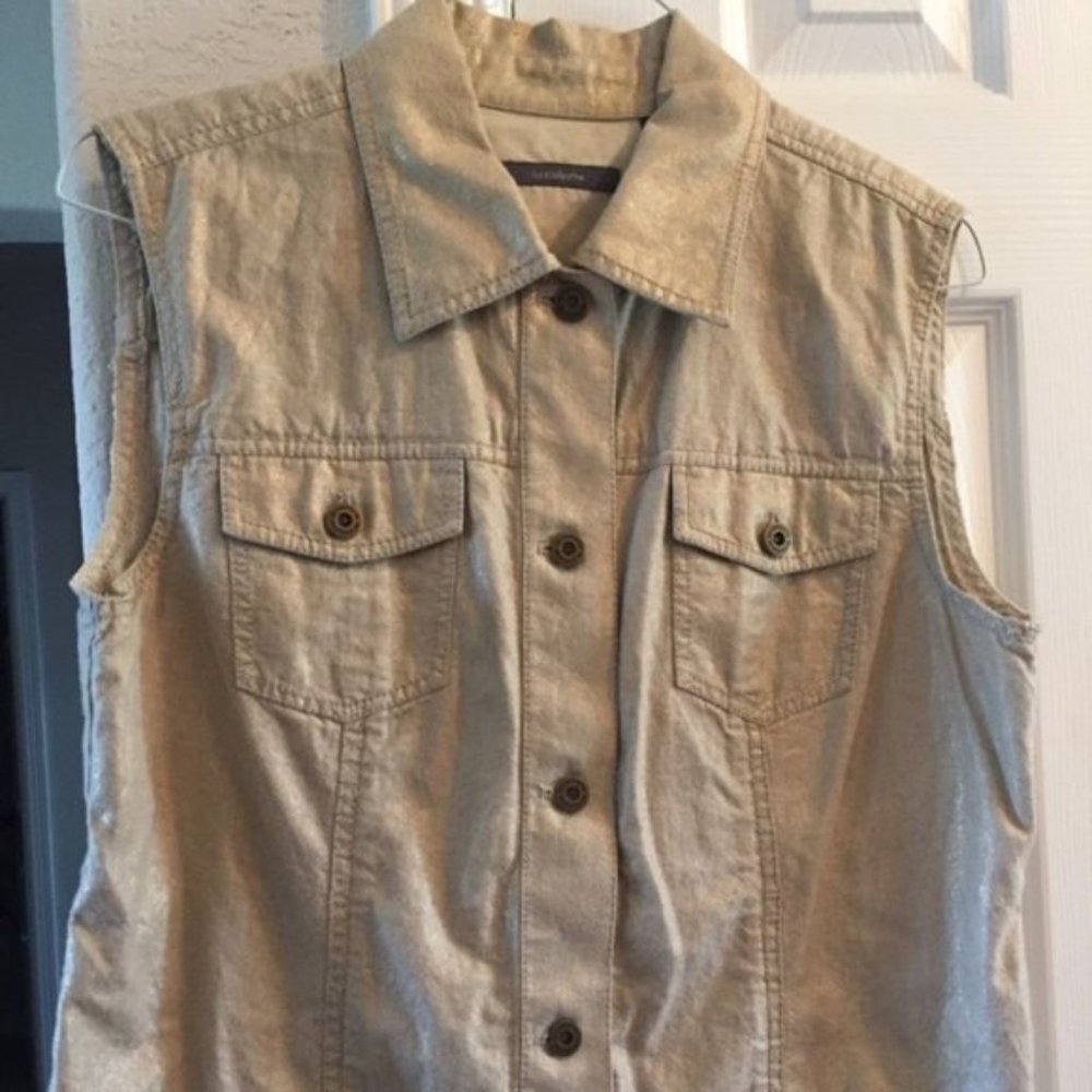 Liz Claiborne Gold Shimmer Tan vest L